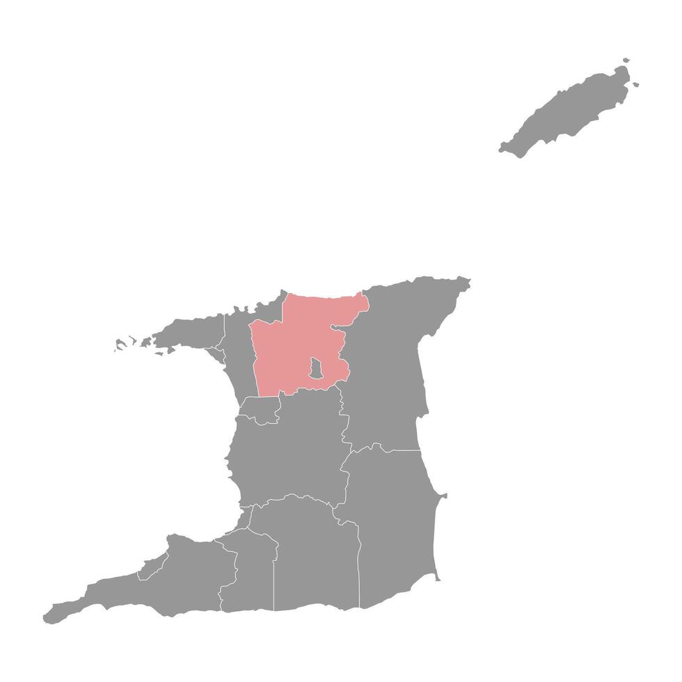 Tunapuna Piarco region map, administrative division of Trinidad and Tobago. Vector illustration.