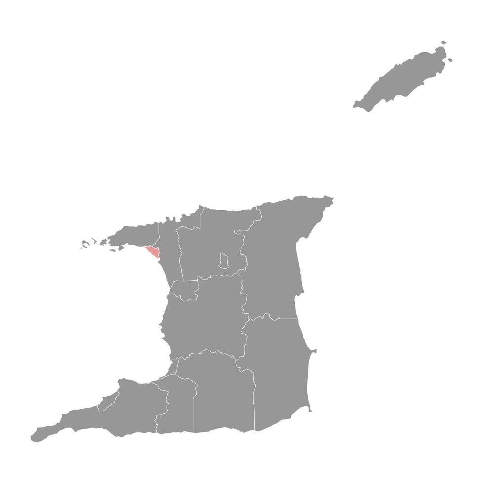 Port of Spain map, administrative division of Trinidad and Tobago. Vector illustration.