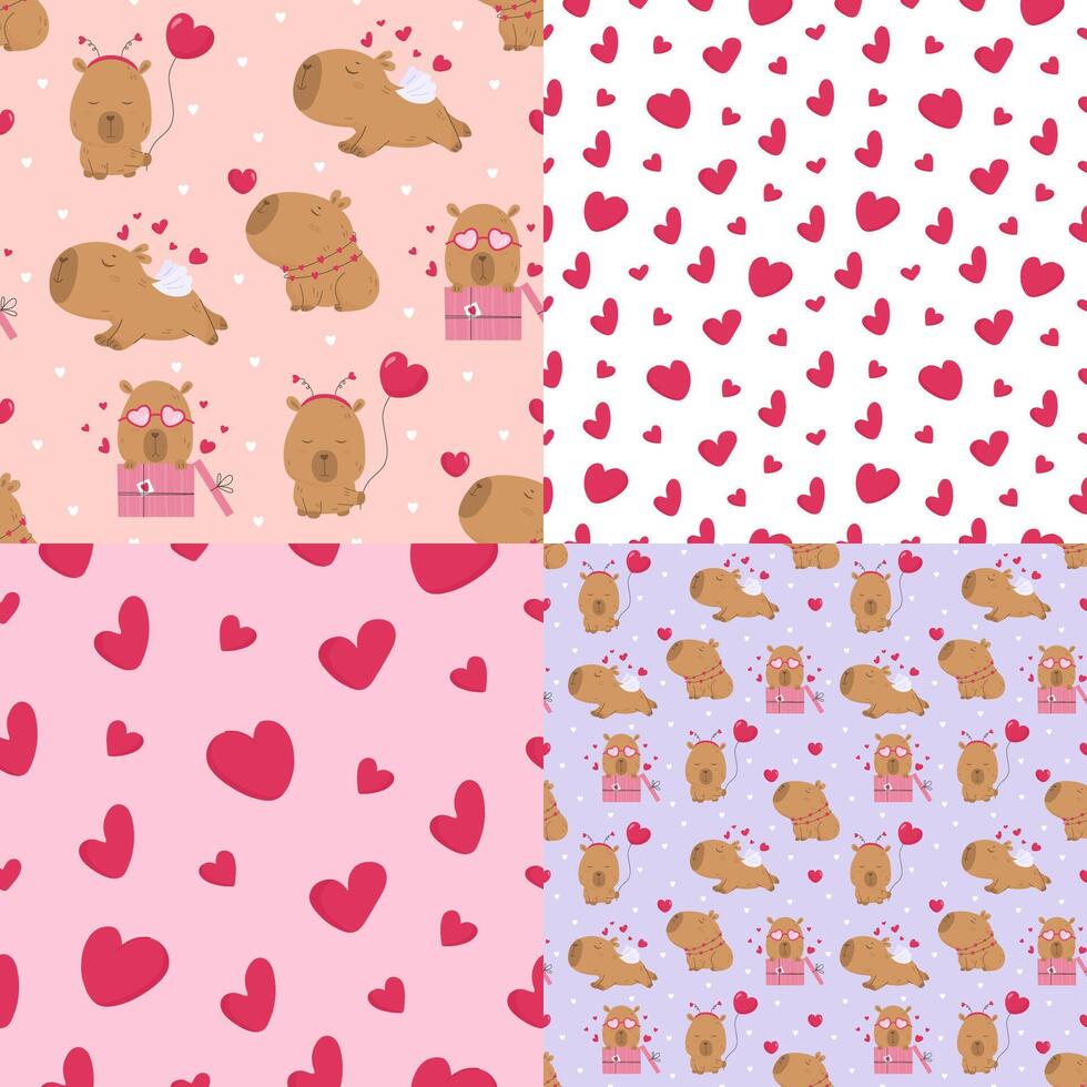 Seamless pattern with lovely capybara vector
