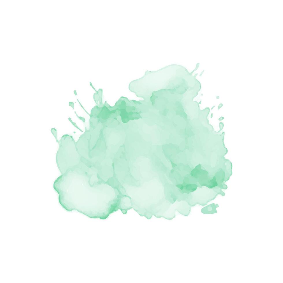 Abstract mint green watercolor water splash. Vector watercolour texture in mint color