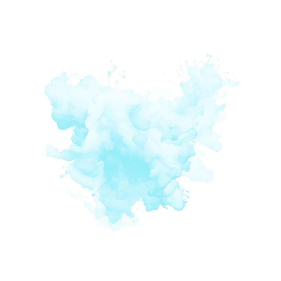 Abstract pattern with blue watercolor cloud. Cyan watercolour water brash splash texture vector