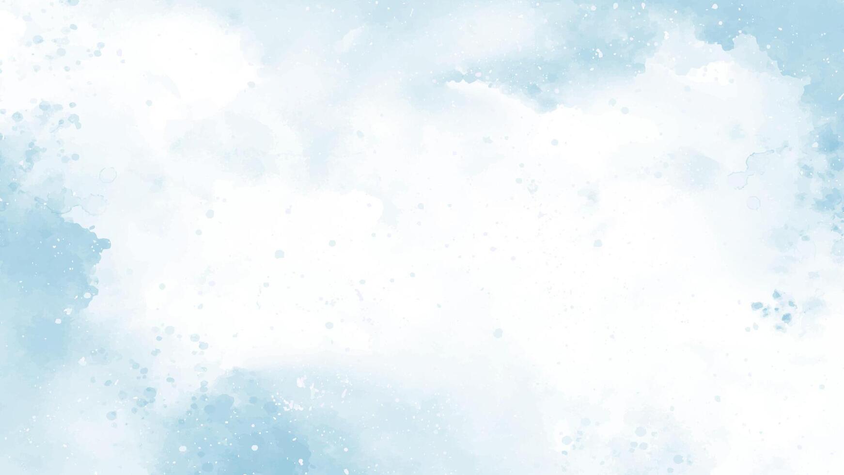 Abstract blue winter watercolor background. Sky pattern with snow vector