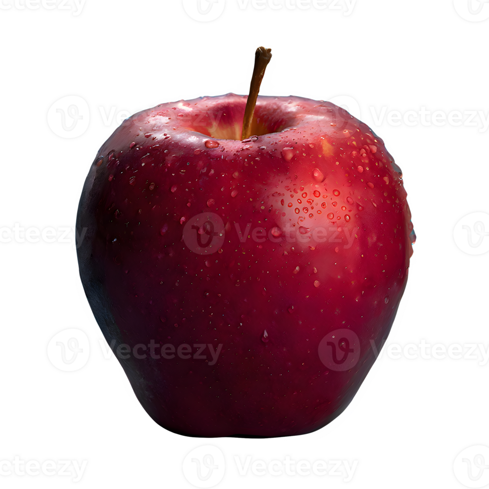 AI generated Red apple with drops isolated on transparent background png