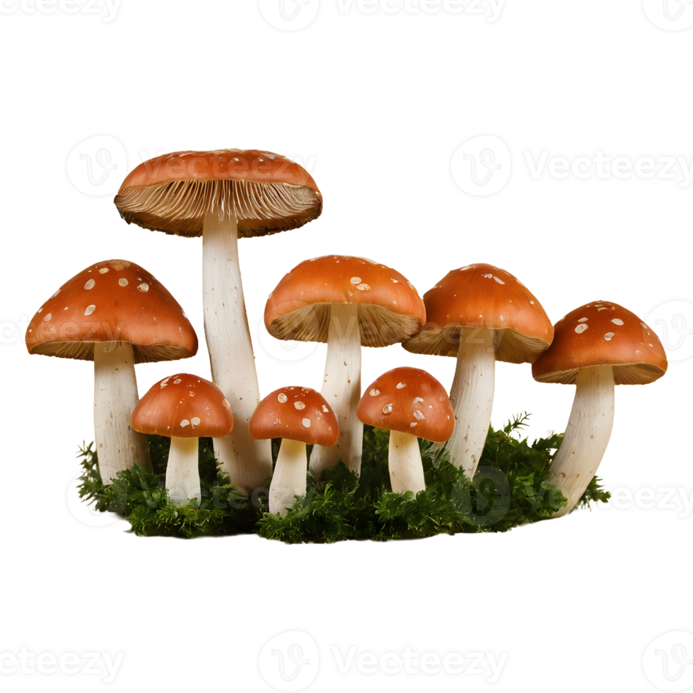 AI generated Mushrooms on transparent background isolated png