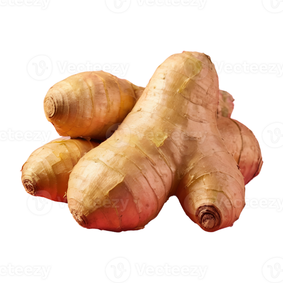 AI generated Transparent background highlights fresh ginger isolated png
