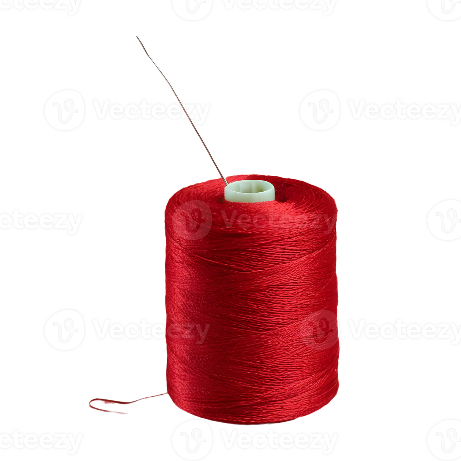 AI generated Horizontal photo of a red thread needle against a spool of