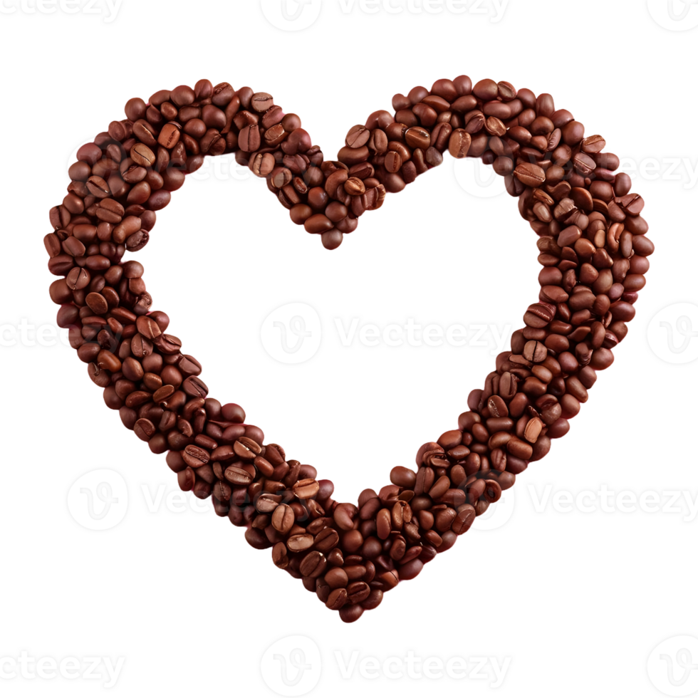 AI generated Coffee beans and spoon form a large heart isolated png