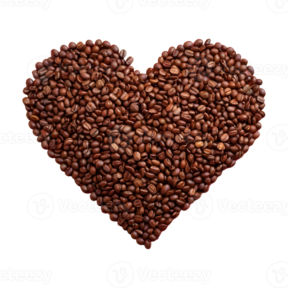 AI generated Coffee beans and spoon form a large heart isolated png