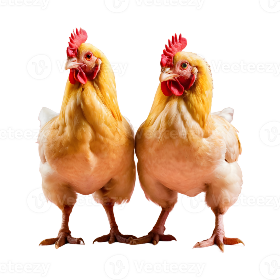 AI generated Pair of young broiler chickens isolated on transparent background isolated png