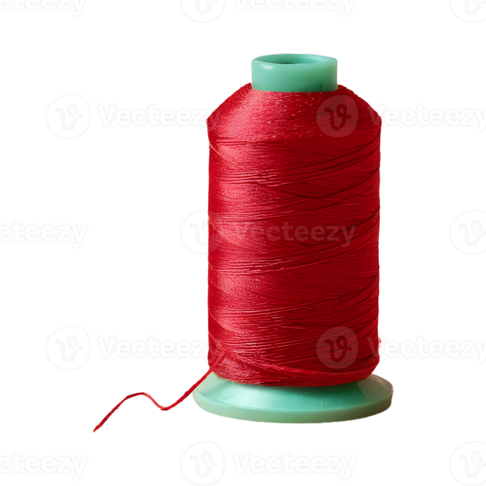 AI generated Horizontal photo of a red thread needle against a spool of thread isolated png