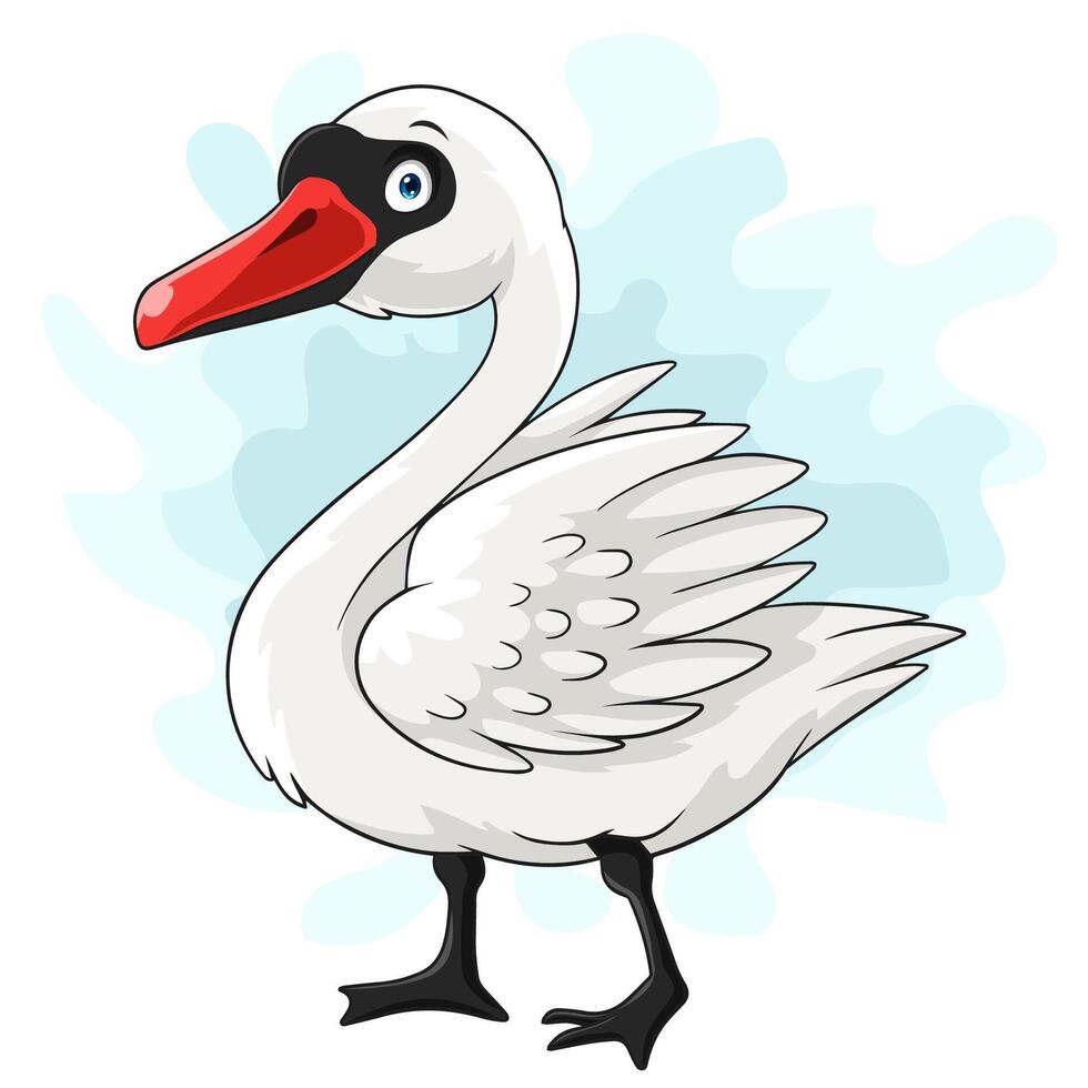 Cartoon cute swan isolated on white background vector