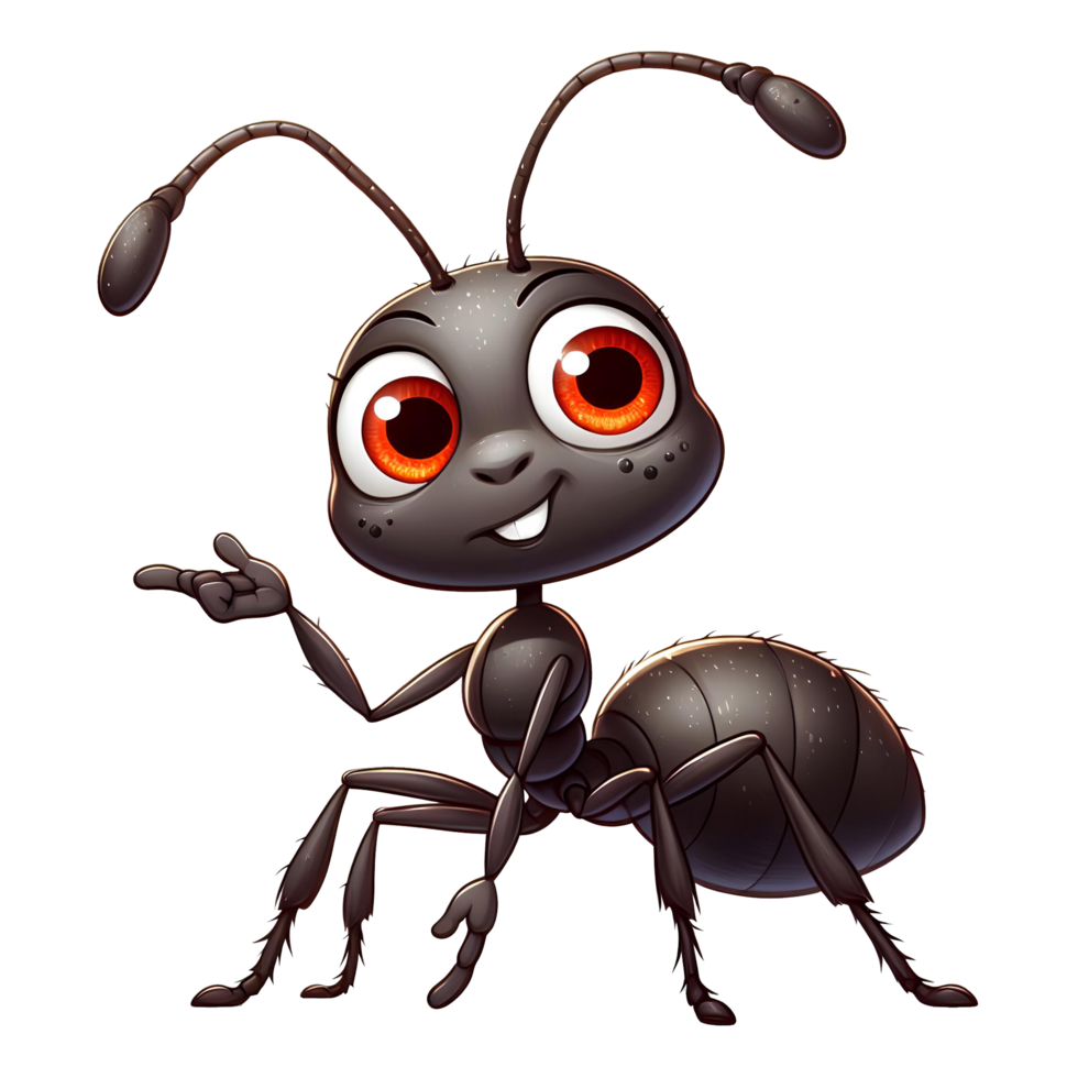 AI generated Ant in cartoon style on transparent background png