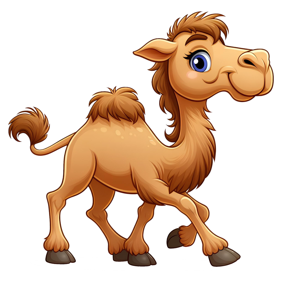 AI generated Camel in cartoon style on transparent background png