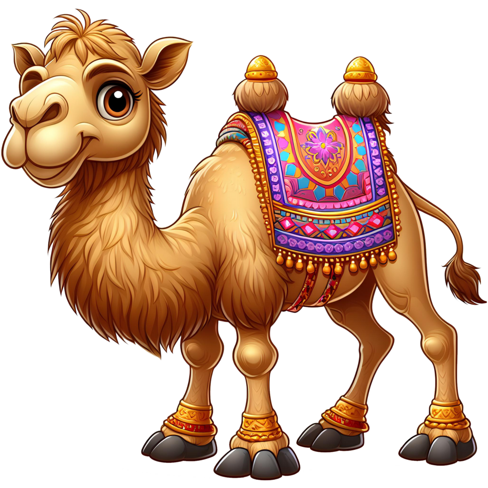 AI generated Camel in cartoon style on transparent background png