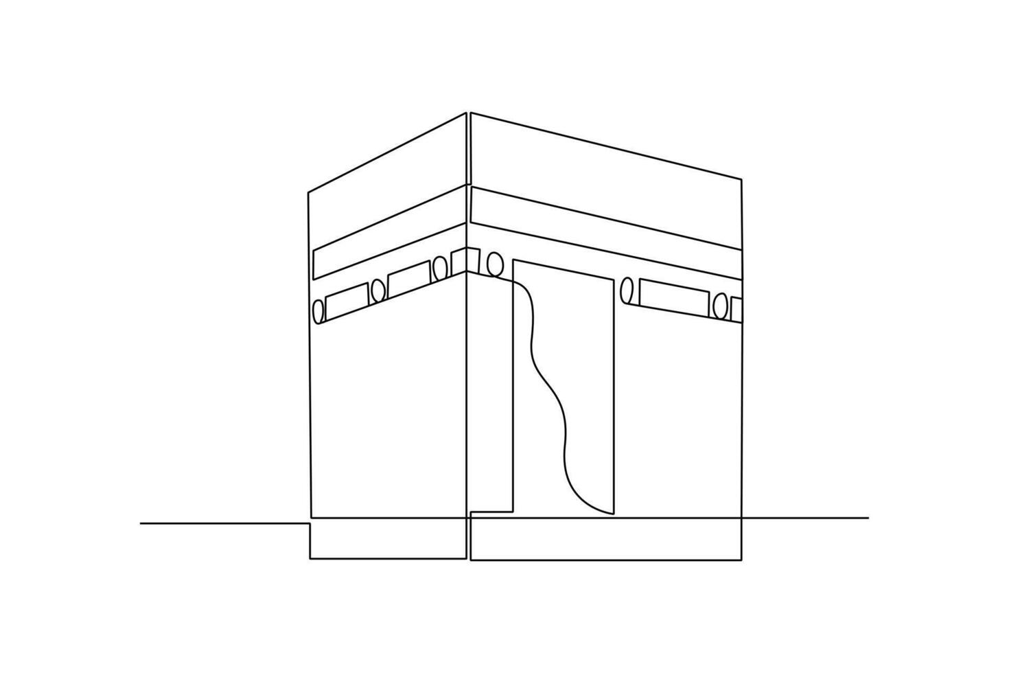 Continuous one line drawing Kabaah alharam and mosque concept. Doodle vector illustration.