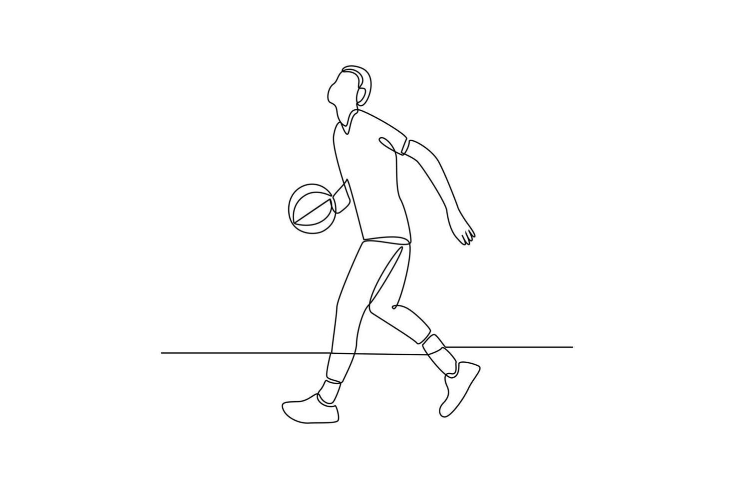 Continuous one line drawing Basket ball concept. Doodle vector illustration.