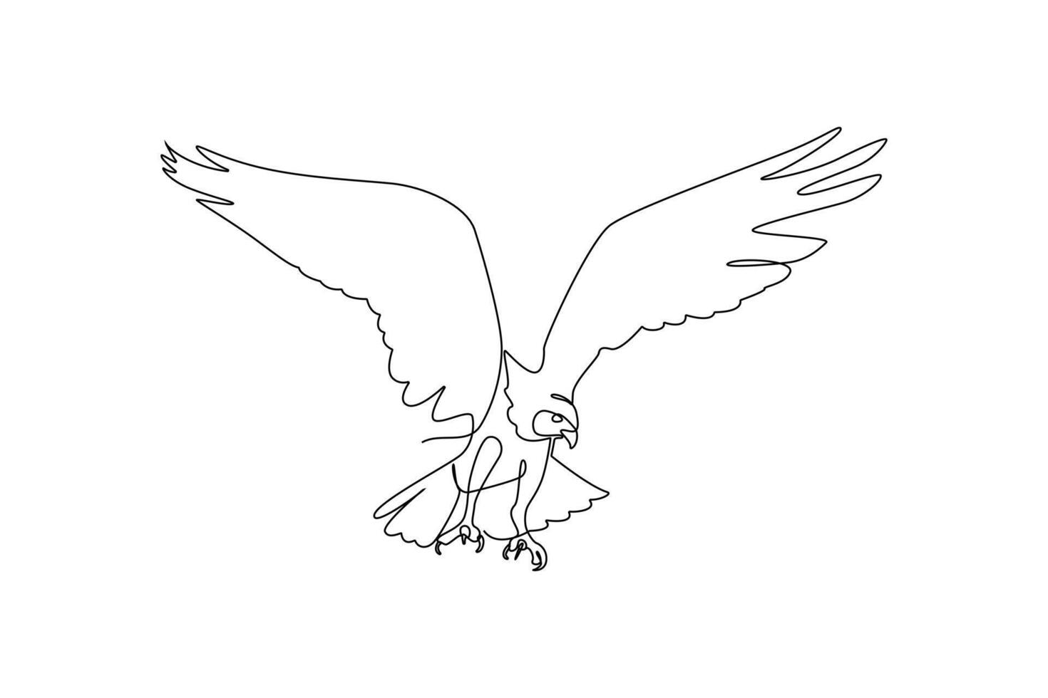 One continuous line drawing of Flying bird concept. Doodle vector illustration in simple linear style.