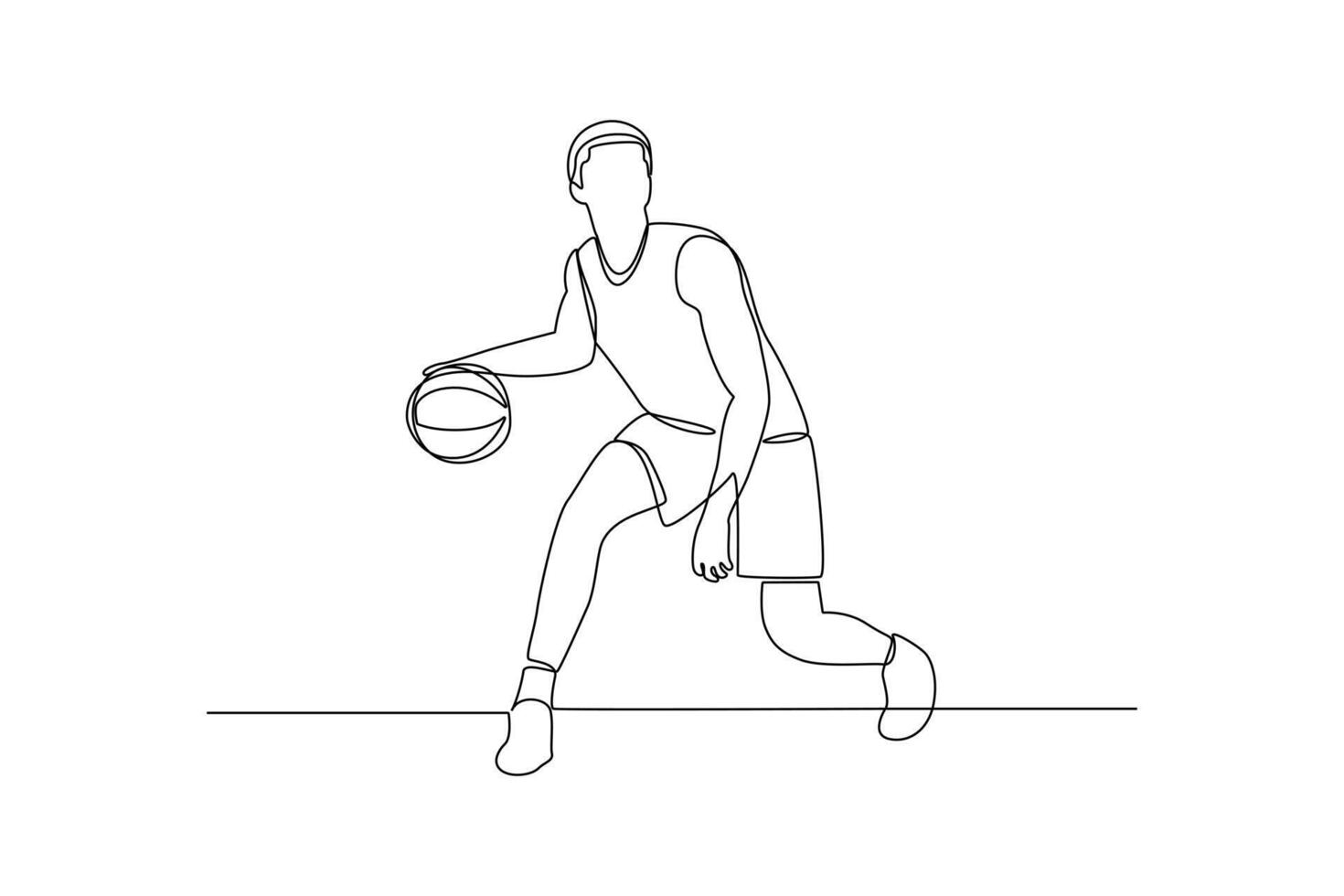 Continuous one line drawing Basket ball concept. Doodle vector illustration.