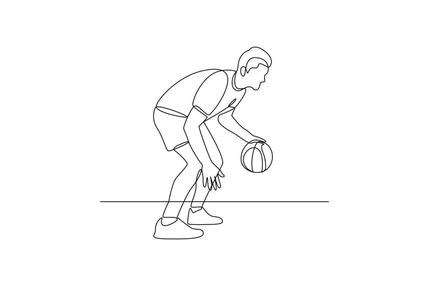 Continuous one line drawing Basket ball concept. Doodle vector illustration.