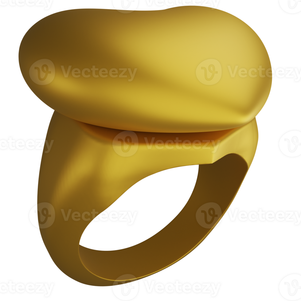 Heart ring metallic gold clipart flat design icon isolated on transparent background, 3D render Valentine concept png