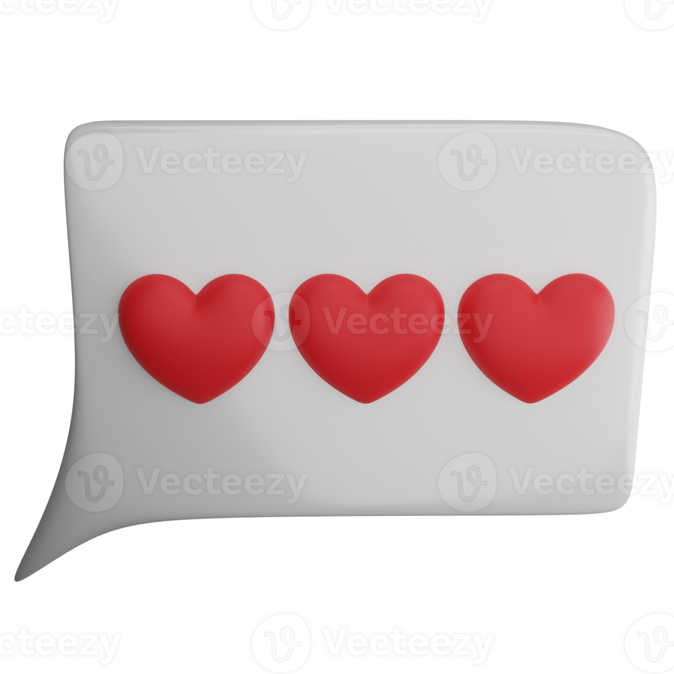 kärlek bubbla chatt ClipArt platt design ikon isolerat på transparent bakgrund, 3d framställa valentine begrepp png