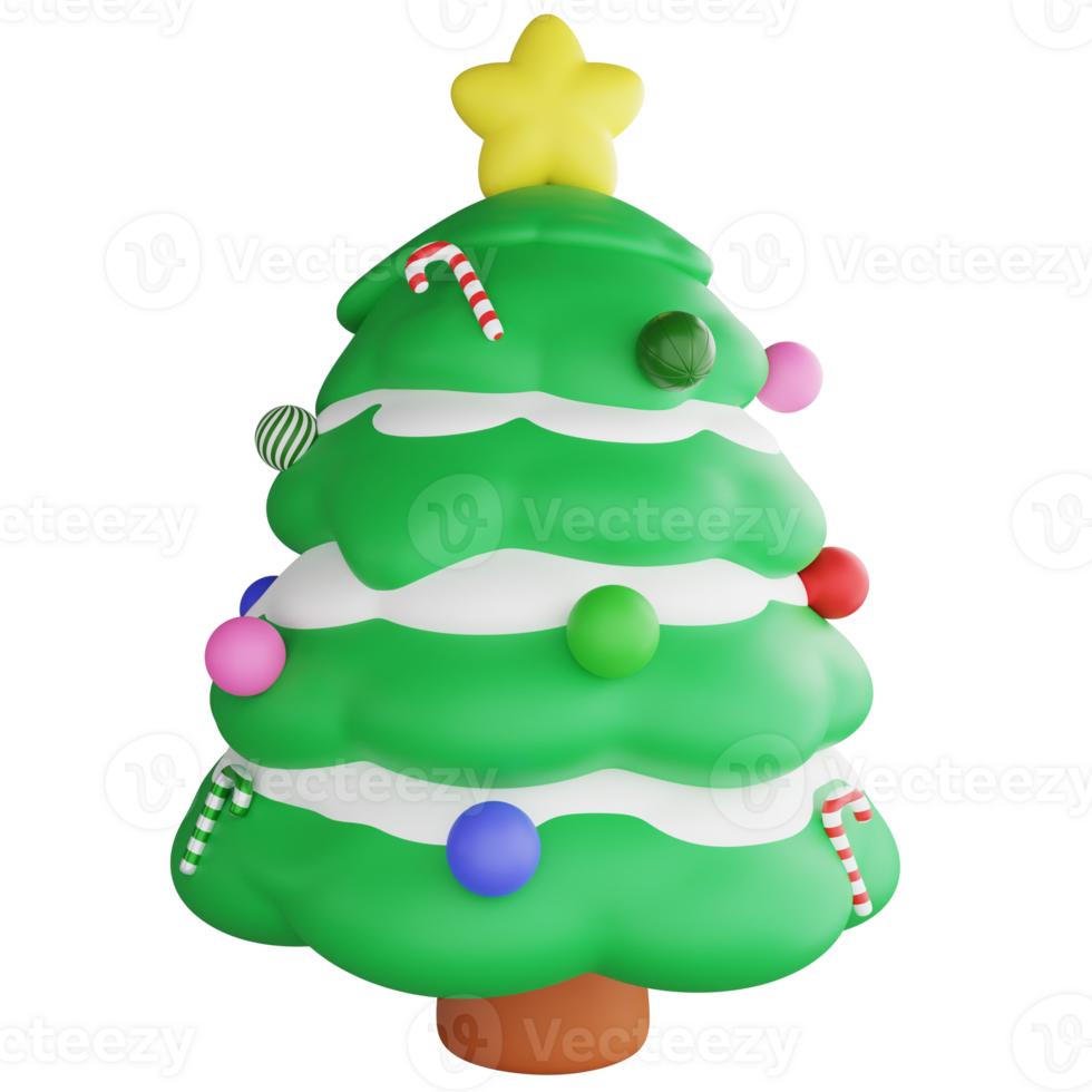 Christmas tree clipart flat design icon isolated on transparent background, 3D render Christmas and New year concept png