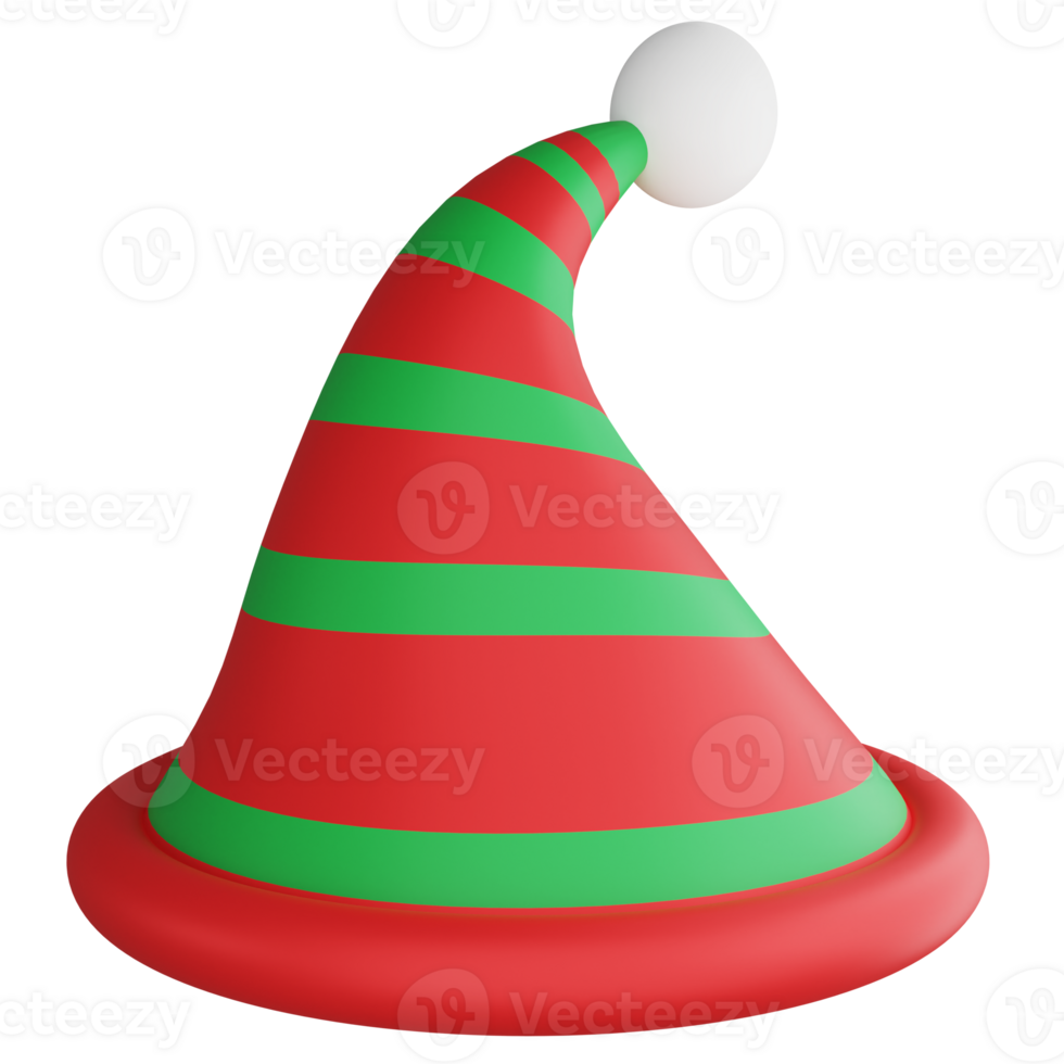 Christmas hat clipart flat design icon isolated on transparent background, 3D render Christmas and New year concept png