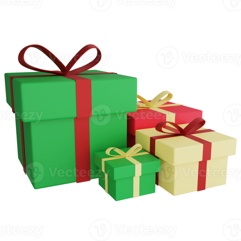 Christmas presents clipart flat design icon isolated on transparent background, 3D render Christmas and New year concept png