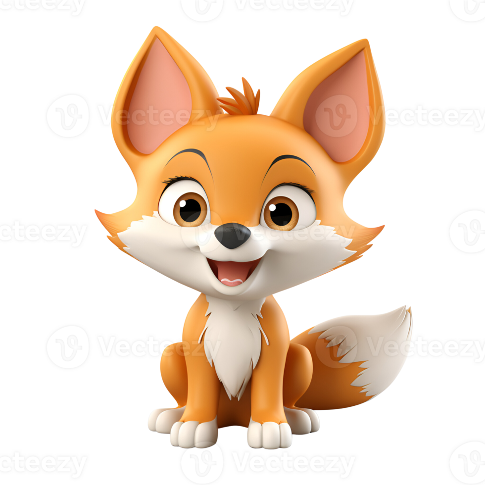 AI generated 3D Cartoon Fox Illustration Logo No Background Perfect for Print on Demand png
