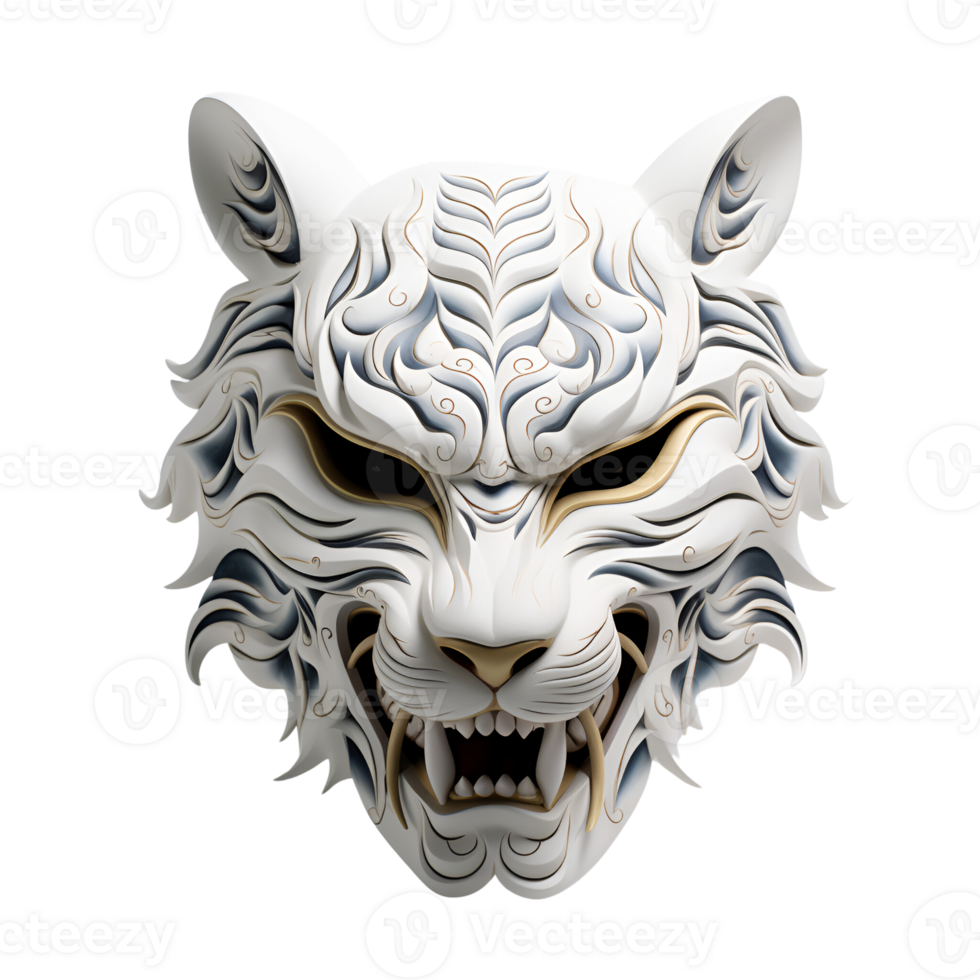 AI generated Japanese Animal Style Kabuki Mask Cool Artistic Mask No Background png