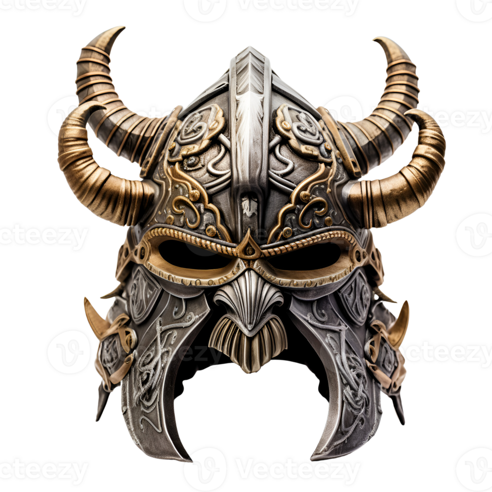 AI generated Artistic Style Viking Helmet Ancient War Helmet No Background png