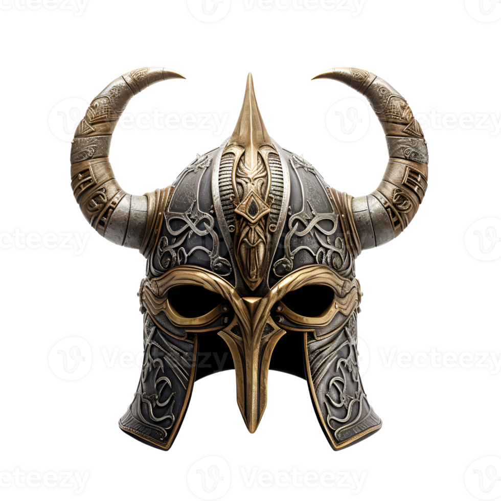 AI generated Artistic Style Viking Helmet Ancient War Helmet No Background png