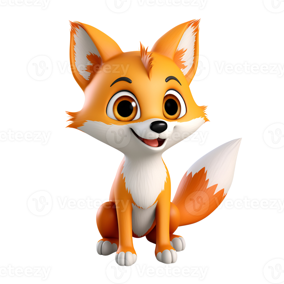 AI generated 3D Cartoon Fox Illustration Logo No Background Perfect for Print on Demand png