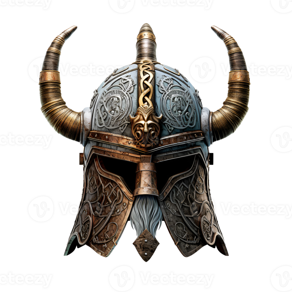 AI generated Artistic Style Viking Helmet Ancient War Helmet No Background png