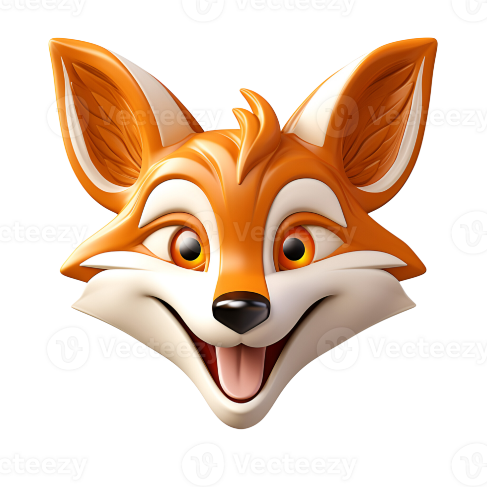 AI generated 3D Cartoon Fox Illustration Logo No Background Perfect for Print on Demand png