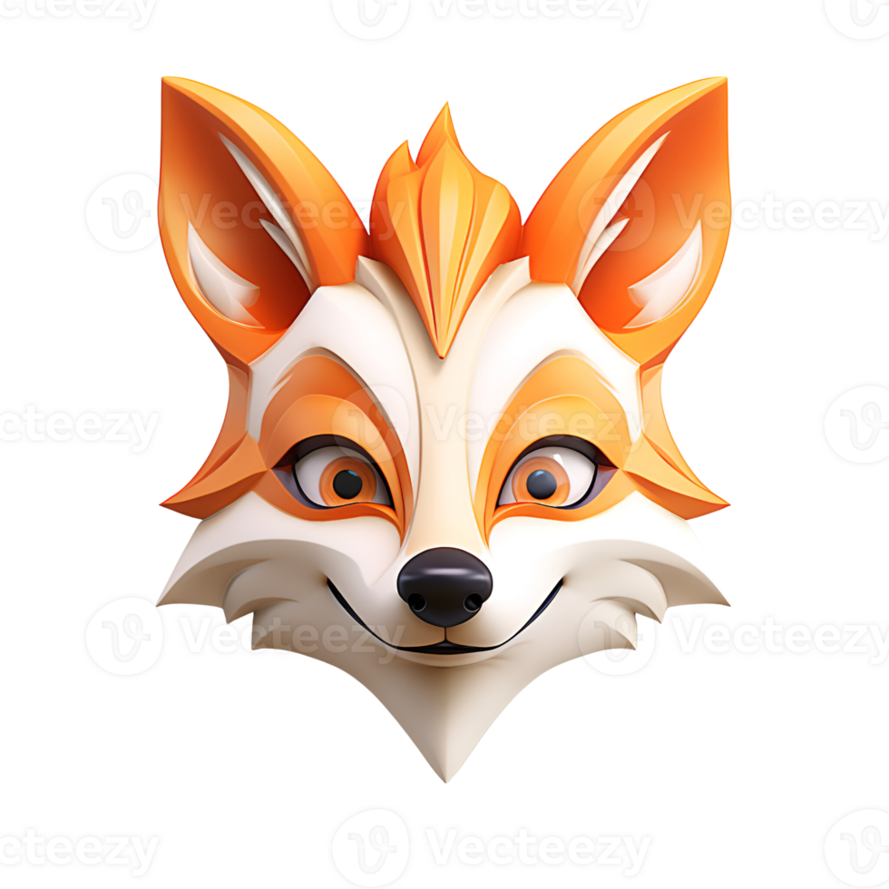 AI generated 3D Cartoon Fox Illustration Logo No Background Perfect for Print on Demand png