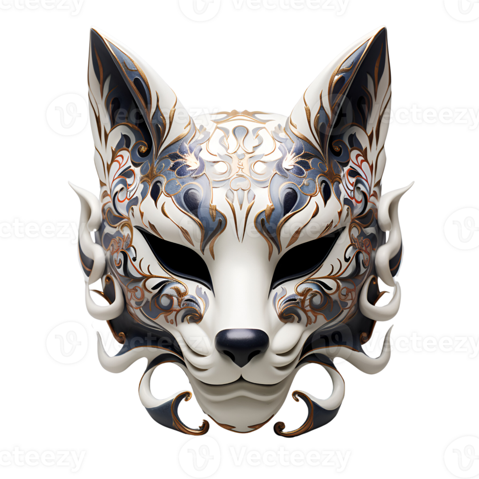 AI generated Japanese Animal Style Kabuki Mask Cool Artistic Mask No Background png