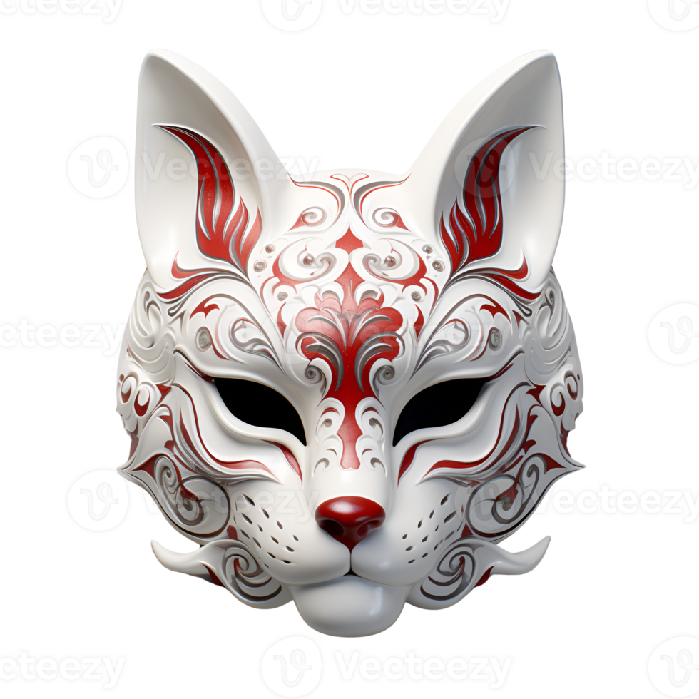 AI generated Japanese Animal Style Kabuki Mask Cool Artistic Mask No Background png