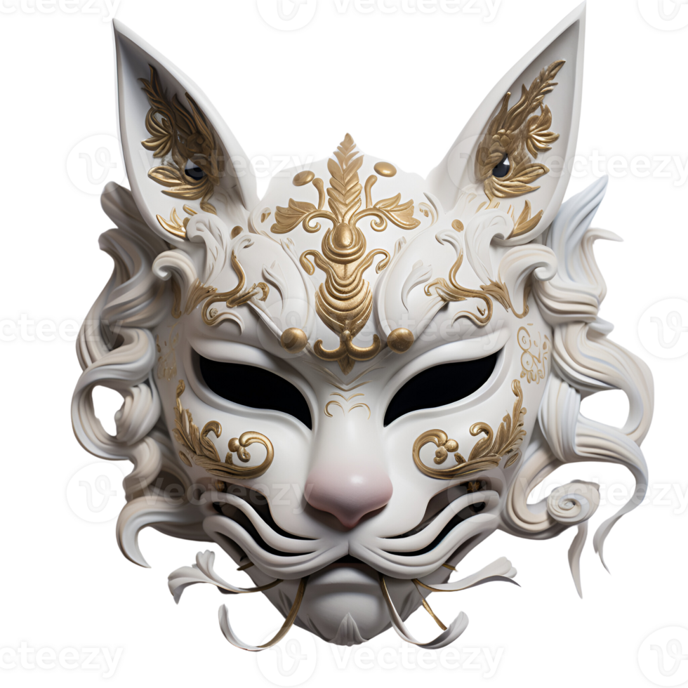 AI generated Japanese Animal Style Kabuki Mask Cool Artistic Mask No Background png