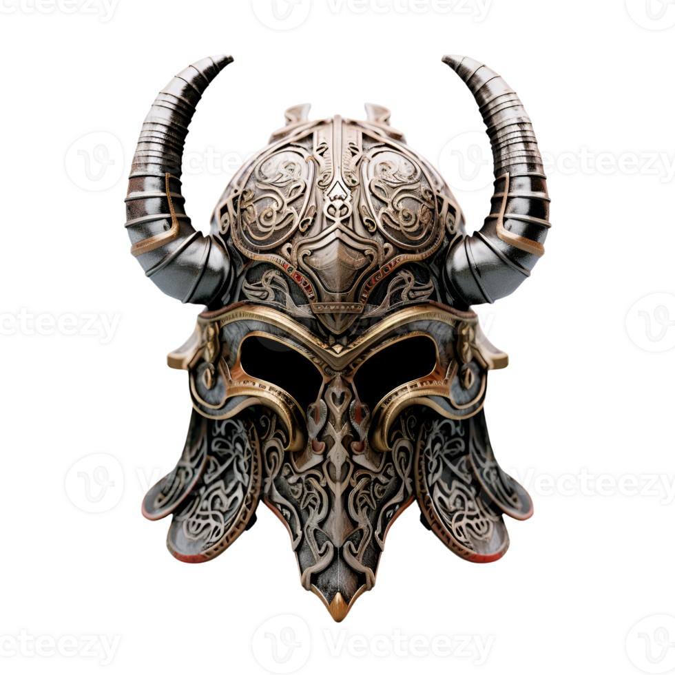 AI generated Artistic Style Viking Helmet Ancient War Helmet No Background png