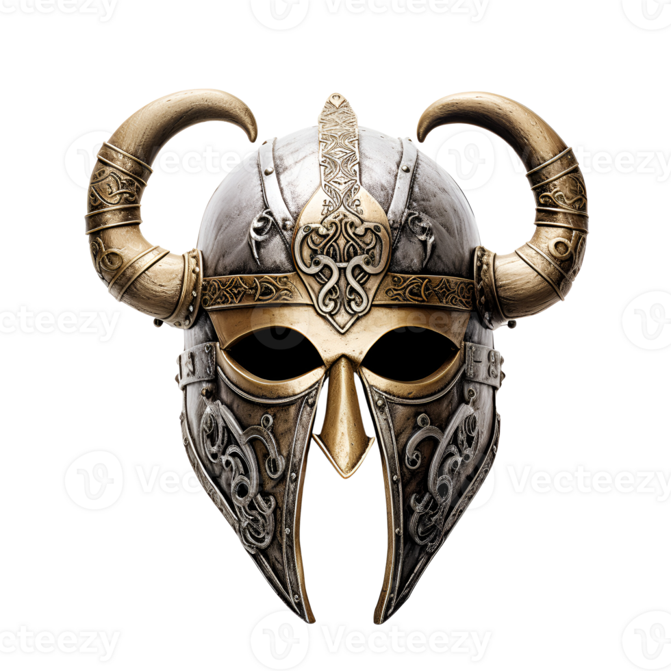 AI generated Artistic Style Viking Helmet Ancient War Helmet No Background png