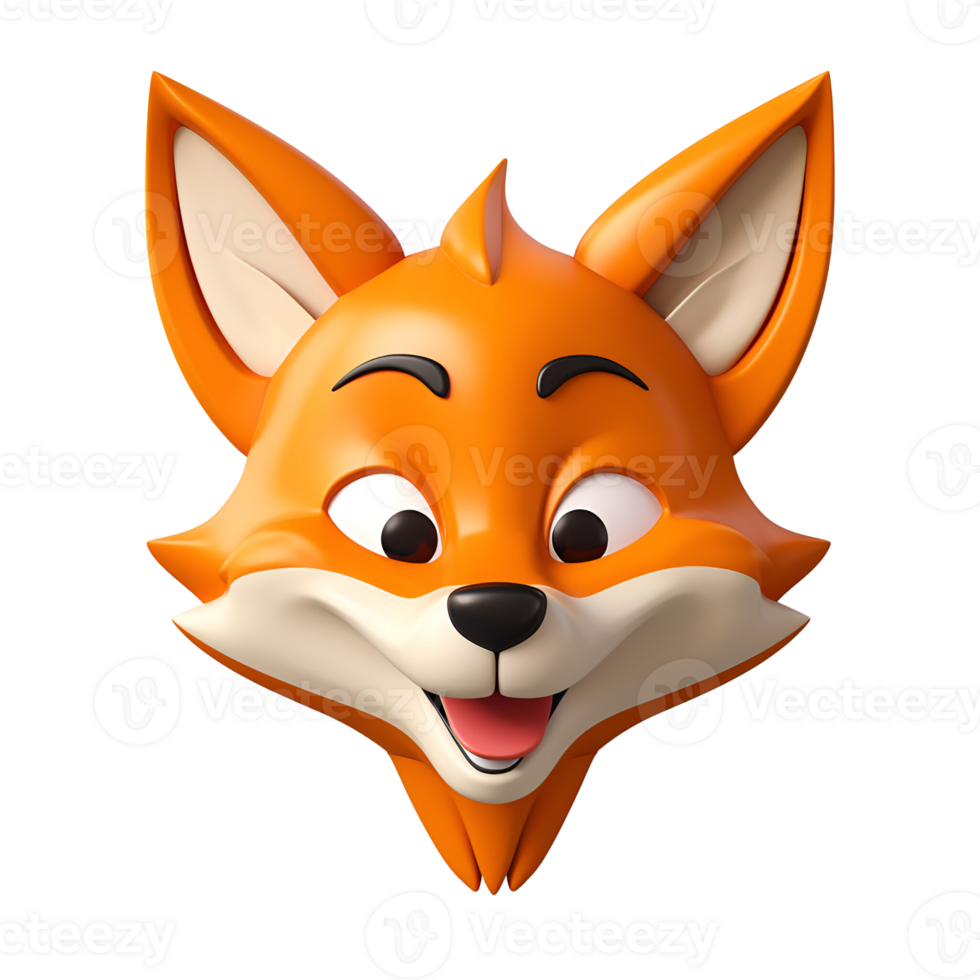 AI generated 3D Cartoon Fox Illustration Logo No Background Perfect for Print on Demand png