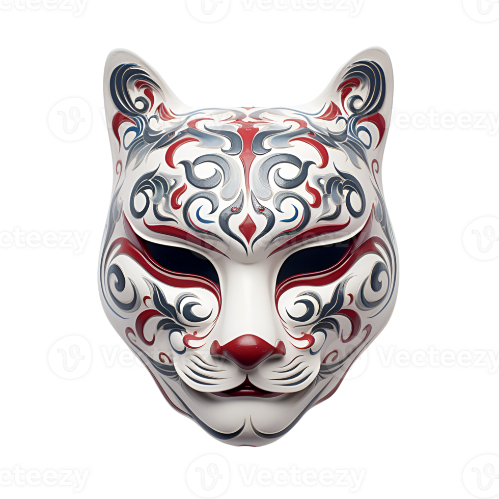 AI generated Japanese Animal Style Kabuki Mask Cool Artistic Mask No Background png