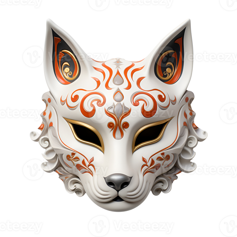 AI generated Japanese Animal Style Kabuki Mask Cool Artistic Mask No Background png