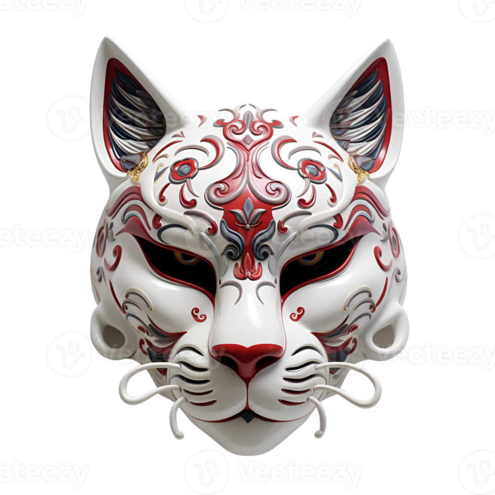 AI generated Japanese Animal Style Kabuki Mask Cool Artistic Mask No Background png