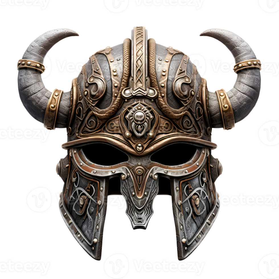 AI generated Artistic Style Viking Helmet Ancient War Helmet No Background png