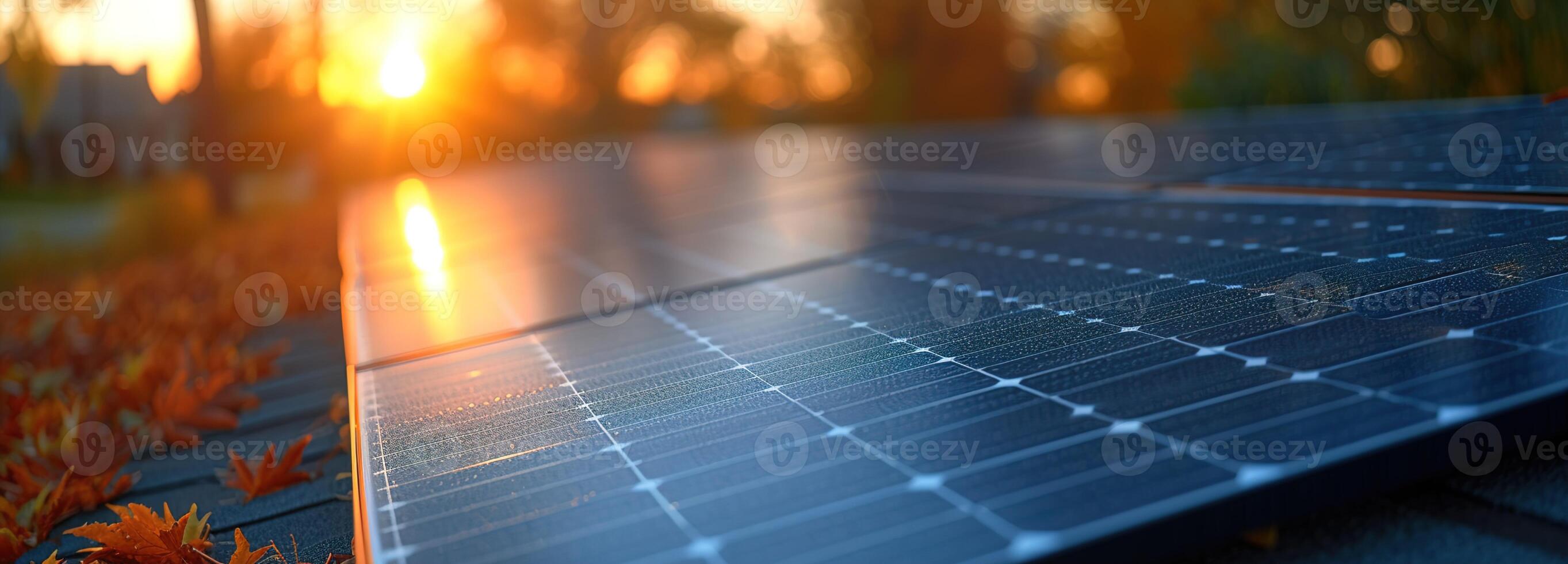 ai generado energía ahorro y poder sustentabilidad concepto, Respetuoso del medio ambiente hogar mejora, solar paneles instalado en un techo capturar el tarde ligero foto