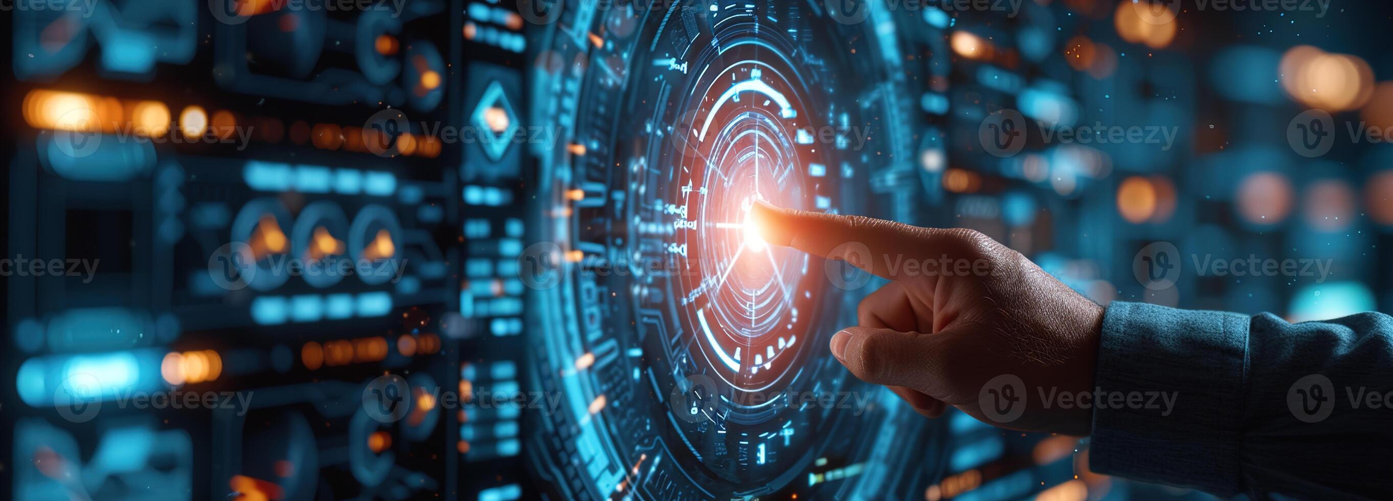 AI generated Interactive holographic display of dynamic financial statistics, futuristic finance and technology showing market trends and investment analysis, finance technology background photo