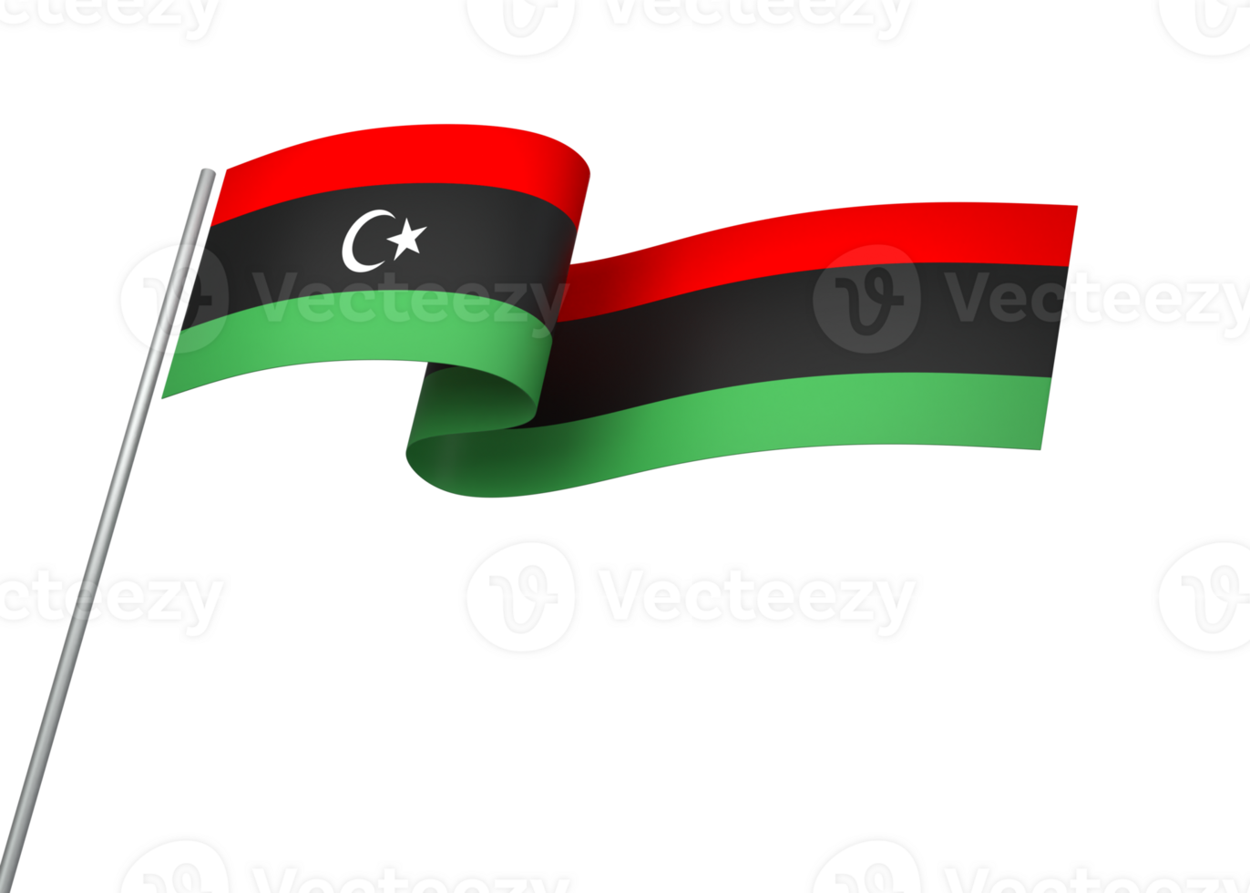Libya flag element design national independence day banner ribbon png