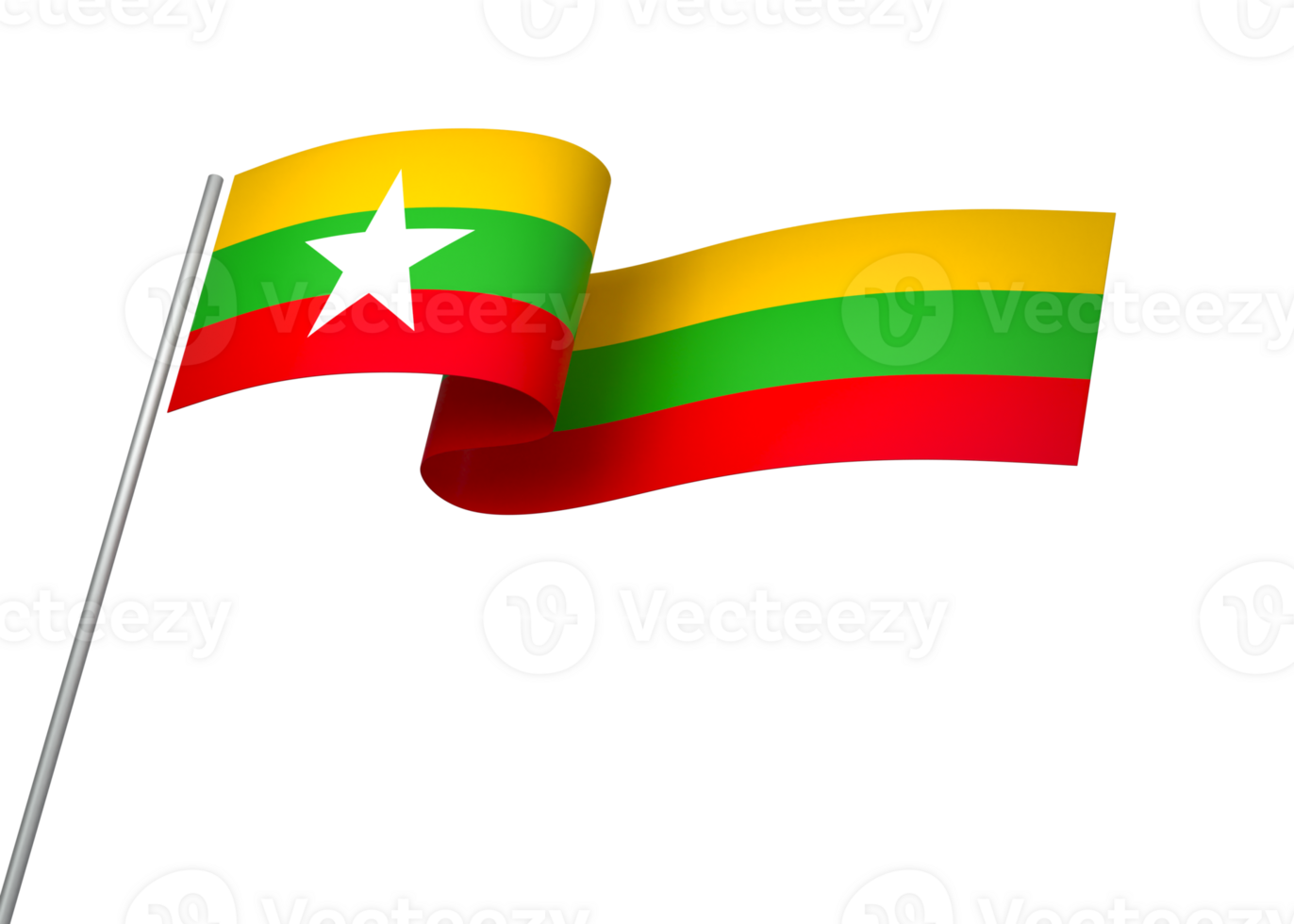 Myanmar flag element design national independence day banner ribbon png